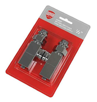 Набор дизайн-вентилей Cube осевой хром 1/2" Royal Thermo